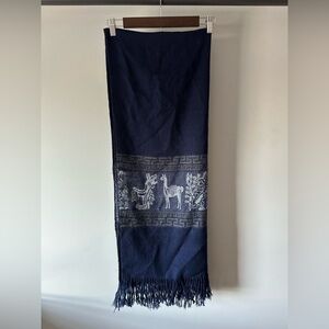 Navy Blue Scarf with White Pattern
